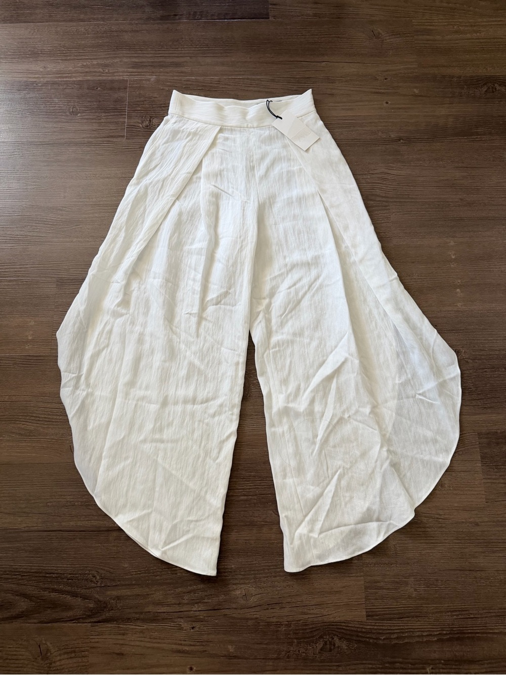 Zara NWT White Balloon Wide Leg Lyocell Pants Size S